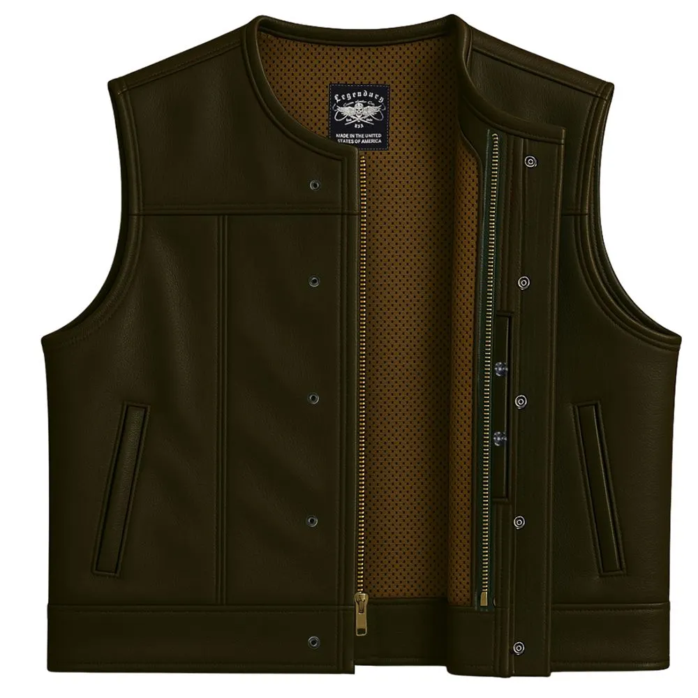 Legendary LowLife NCP Dark Chocolate Cropped Fitted Leather Club Style Motorcycle Vest sold by Legendary USA