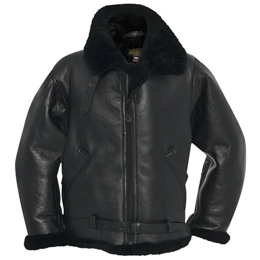 Cockpit USA Men's R.A.F Sheepskin Bomber Jacket in Black SIZE 44 - Final Sale Ships Same Day sold by Legendary USA