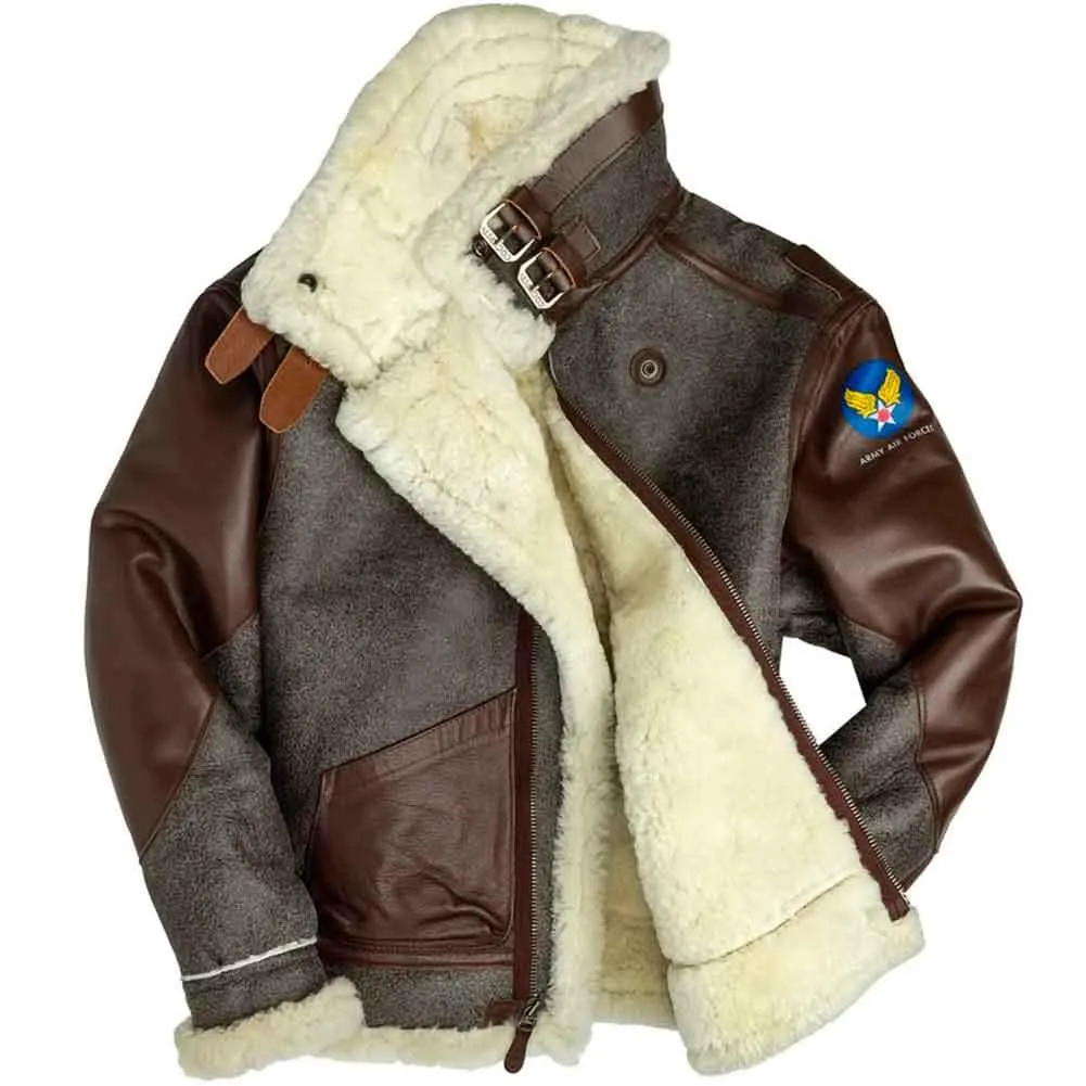 Cockpit USA Mens 100 Mission B-3 Sheepskin Bomber Jacket Z21A013 SIZE 44 - Final Sale Ships Same Day sold by Legendary USA product image thumbnail 5