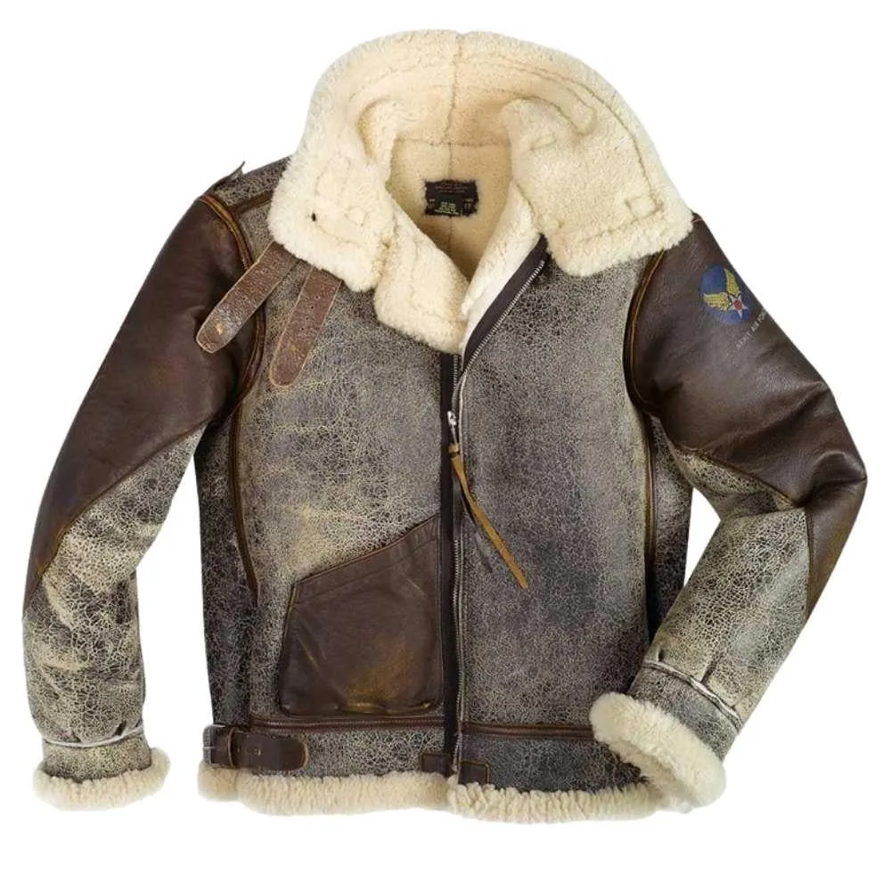 Cockpit USA Mens 100 Mission B-3 Sheepskin Bomber Jacket Z21A013 SIZE 44 - Final Sale Ships Same Day sold by Legendary USA