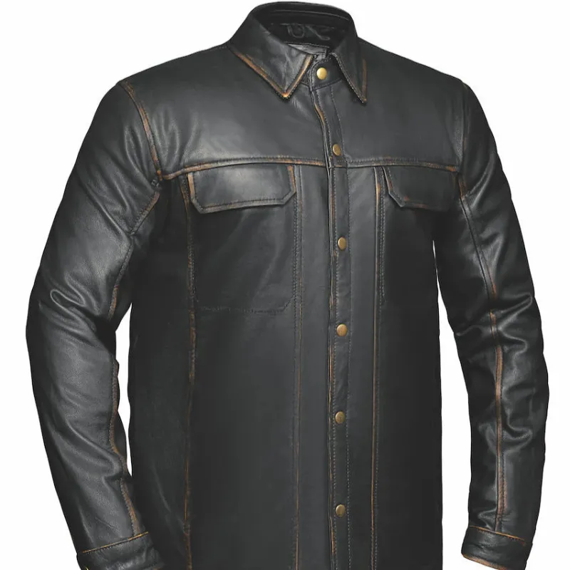 Durango - Mens Premium Leather Riding Shirt Jacket made by Legendary USA