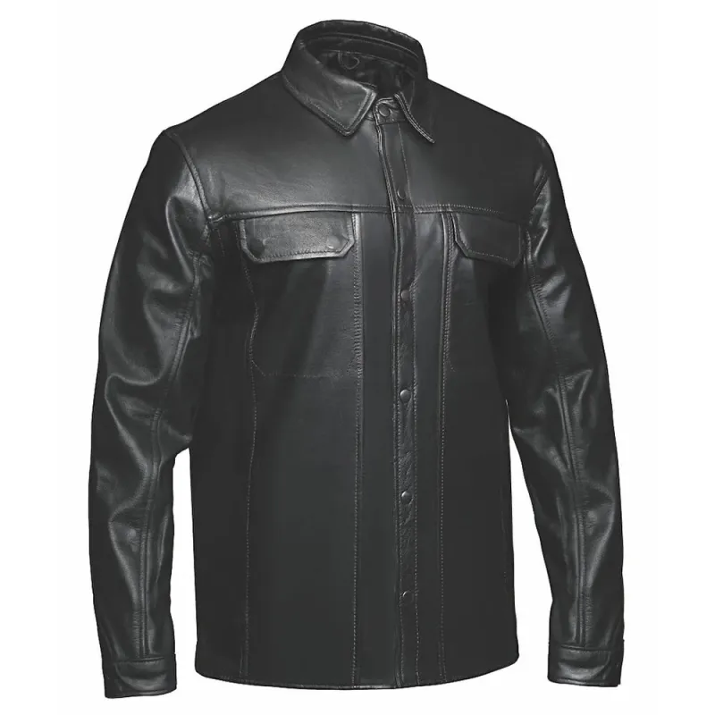 Edge - Mens Premium Leather Riding Shirt Jacket made by Legendary USA