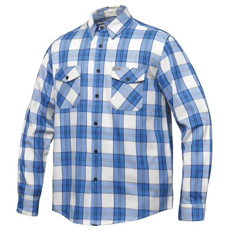 Men's Blue and White Flannel Shirt by DERRINGER Flannel Co. made by Legendary USA