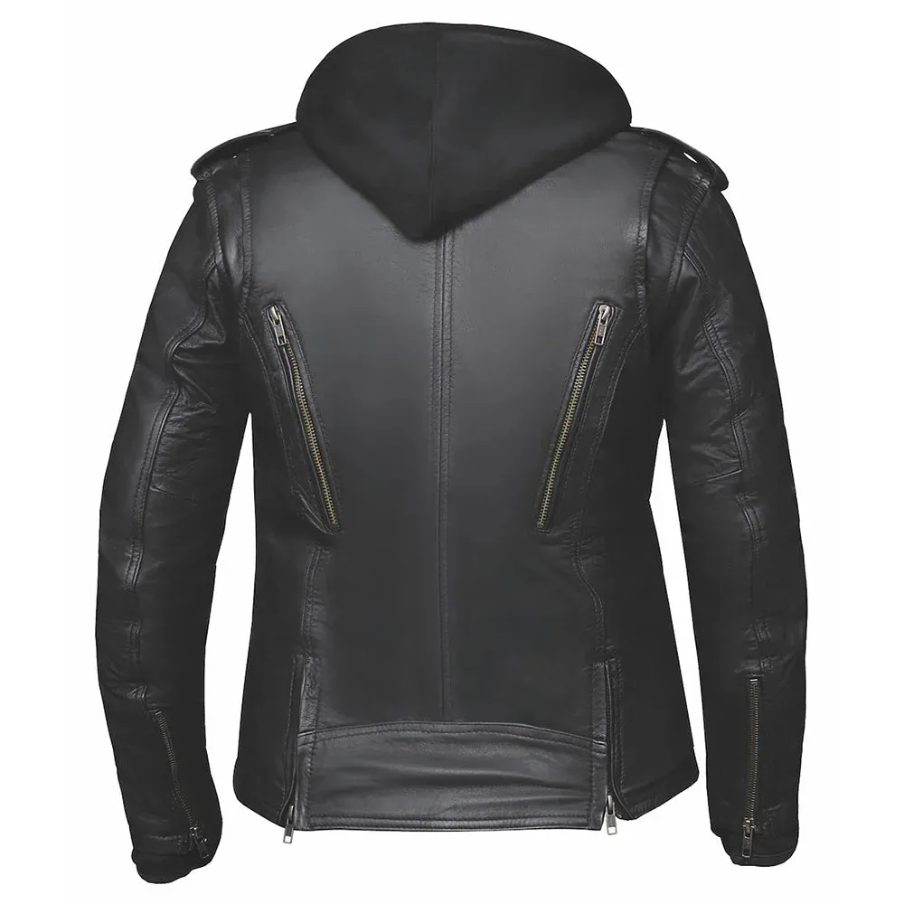 Cherry - Vented Hoody Leather Motorcycle Jacket by UNIK Leather Co. sold by Legendary USA product image thumbnail 2