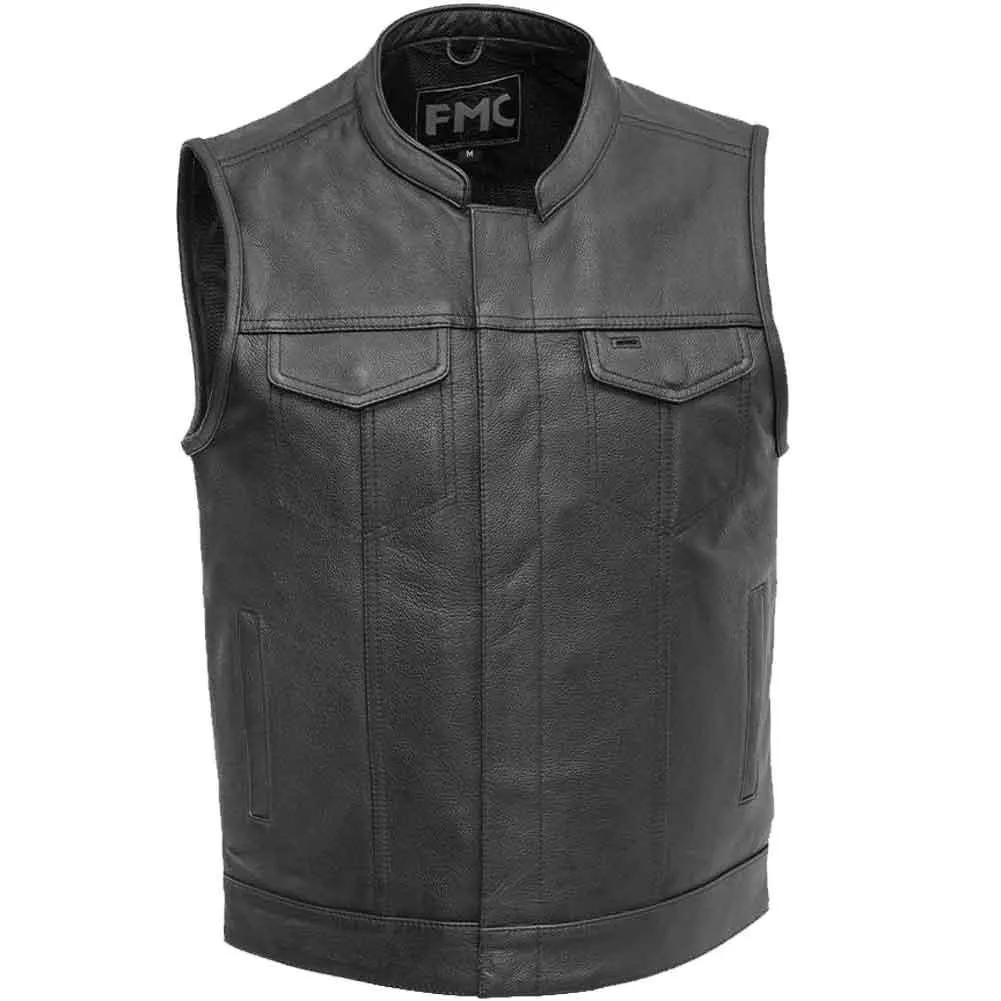 First Mfg Men's Blaster Leather Vest with Collar SIZE 2XLARGE - Final Sale (Ships Same Day) sold by Legendary USA