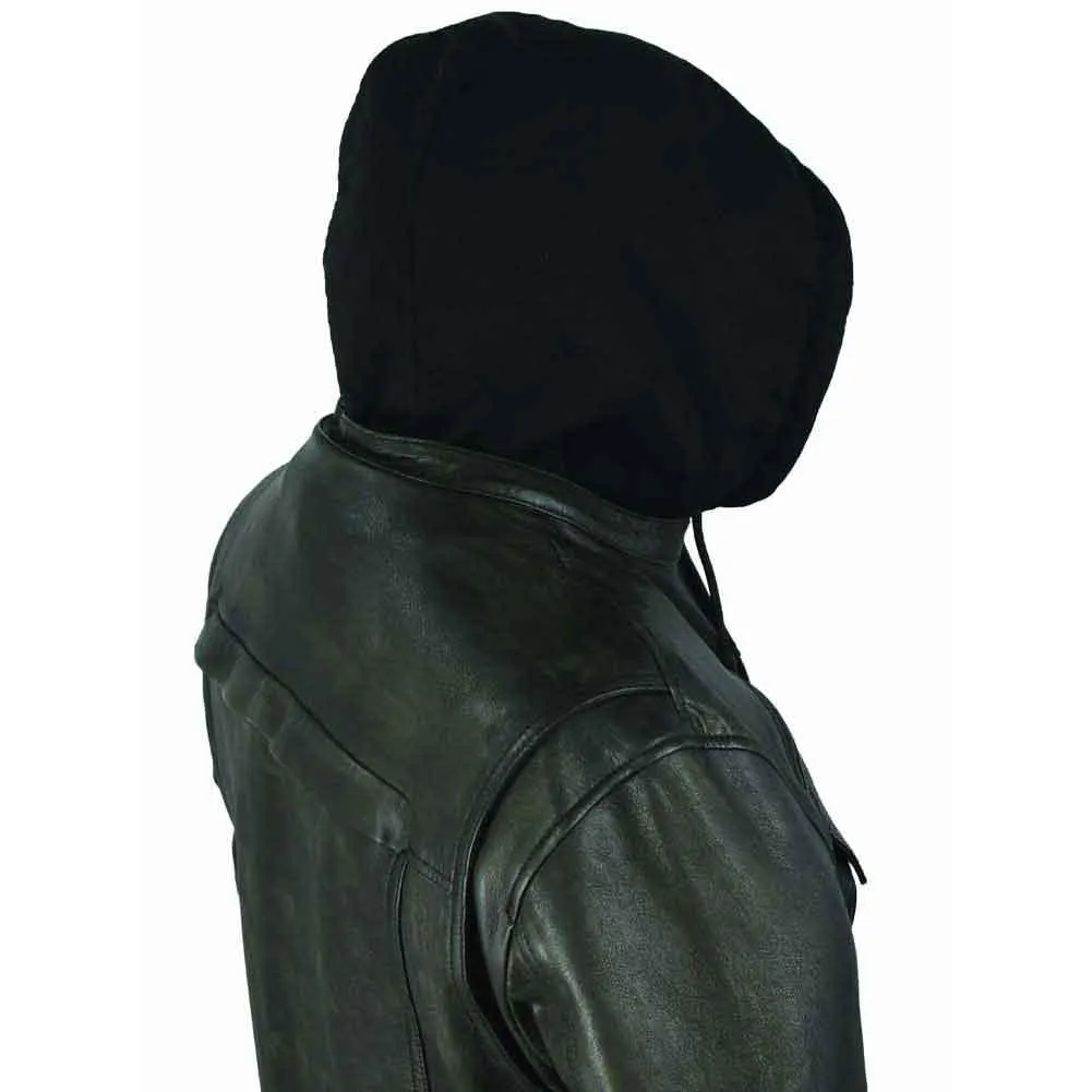First Mfg (Size: LARGE) Mens Vendetta Hooded Leather Motorcycle Jacket - Final Sale (Ships Same Day) sold by Legendary USA product image thumbnail 3