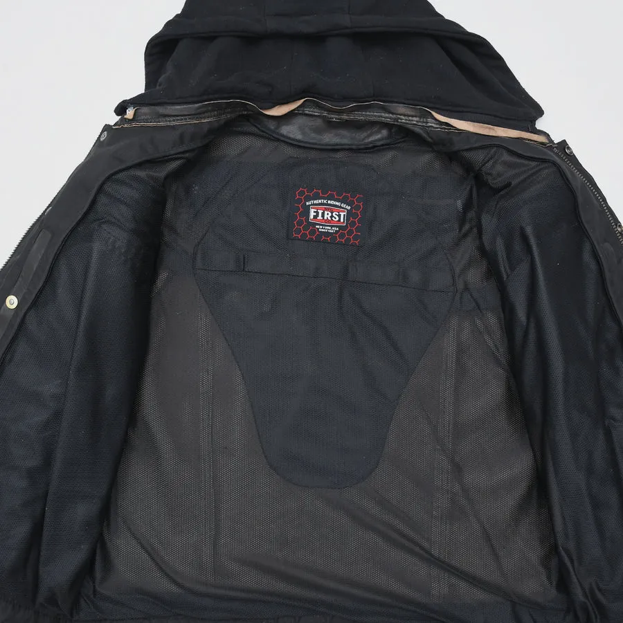 First Mfg (Size: LARGE) Mens Vendetta Hooded Leather Motorcycle Jacket - Final Sale (Ships Same Day) sold by Legendary USA product image thumbnail 4