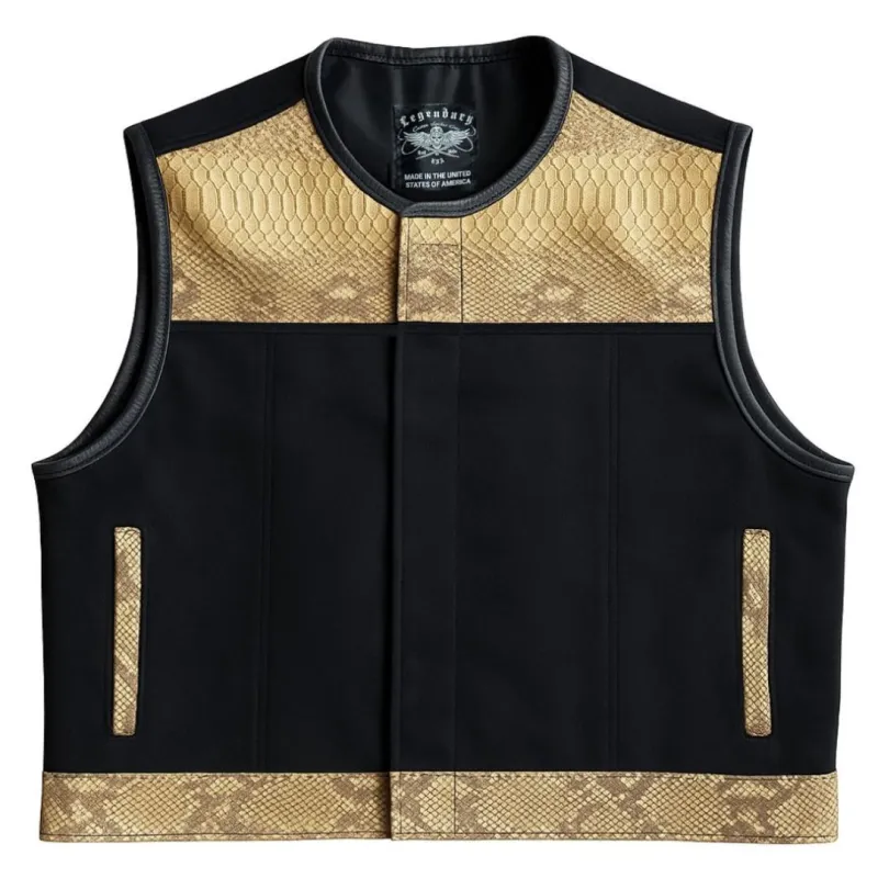 Legendary LowLife NCP American Python & Canvas Fitted Club Style Motorcycle Vest sold by Legendary USA