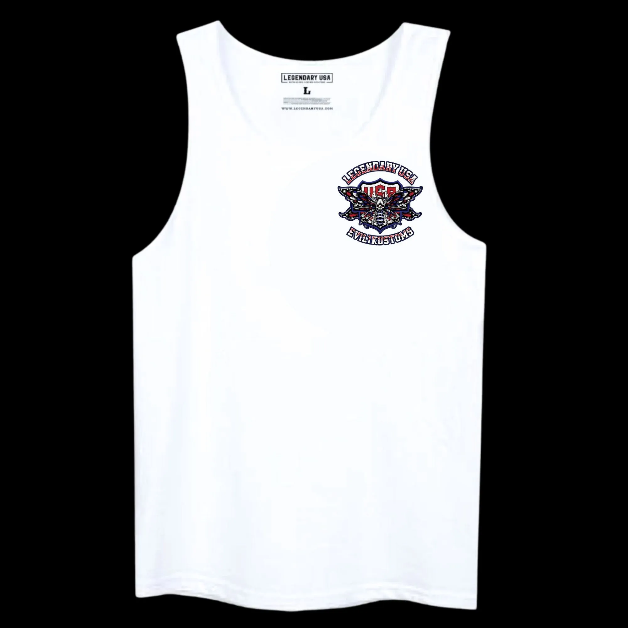 Legendary USA X Evil 1 Kustoms Limited Edition 4th of July Tank Top Black or White sold by Legendary USA product image thumbnail 2