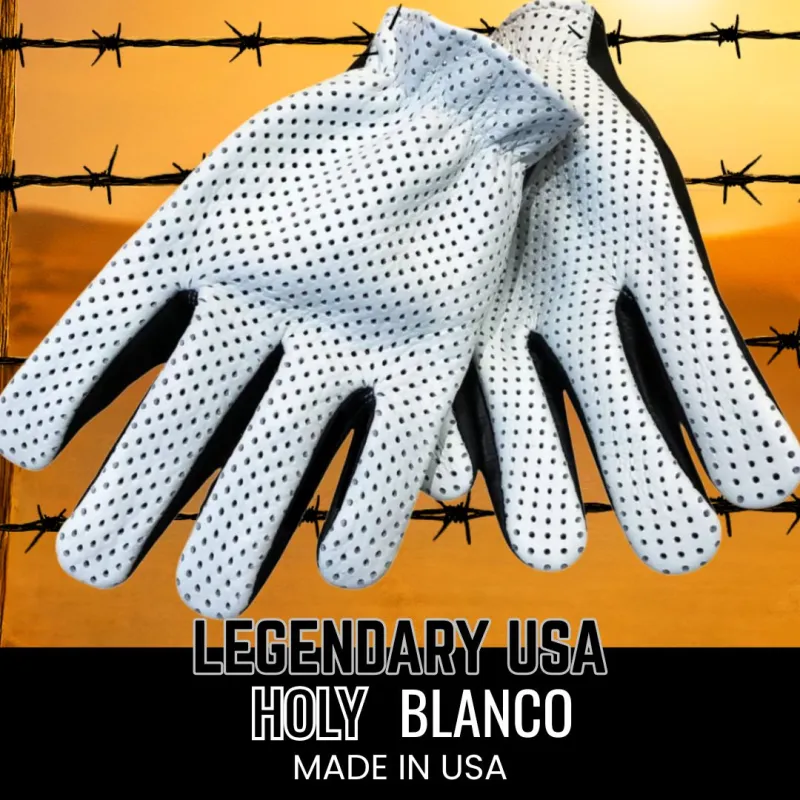 Legendary Holy Blanco Ventilated Short Wrist Motorcycle Gloves – White Top Black Bottom sold by Legendary USA