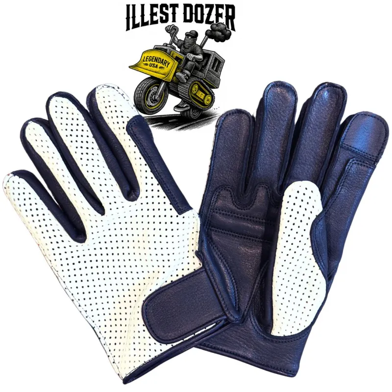 Legendary ILLEST DOZER White Ventilated Short Wrist Outseam Deerskin Motorcycle Gloves sold by Legendary USA