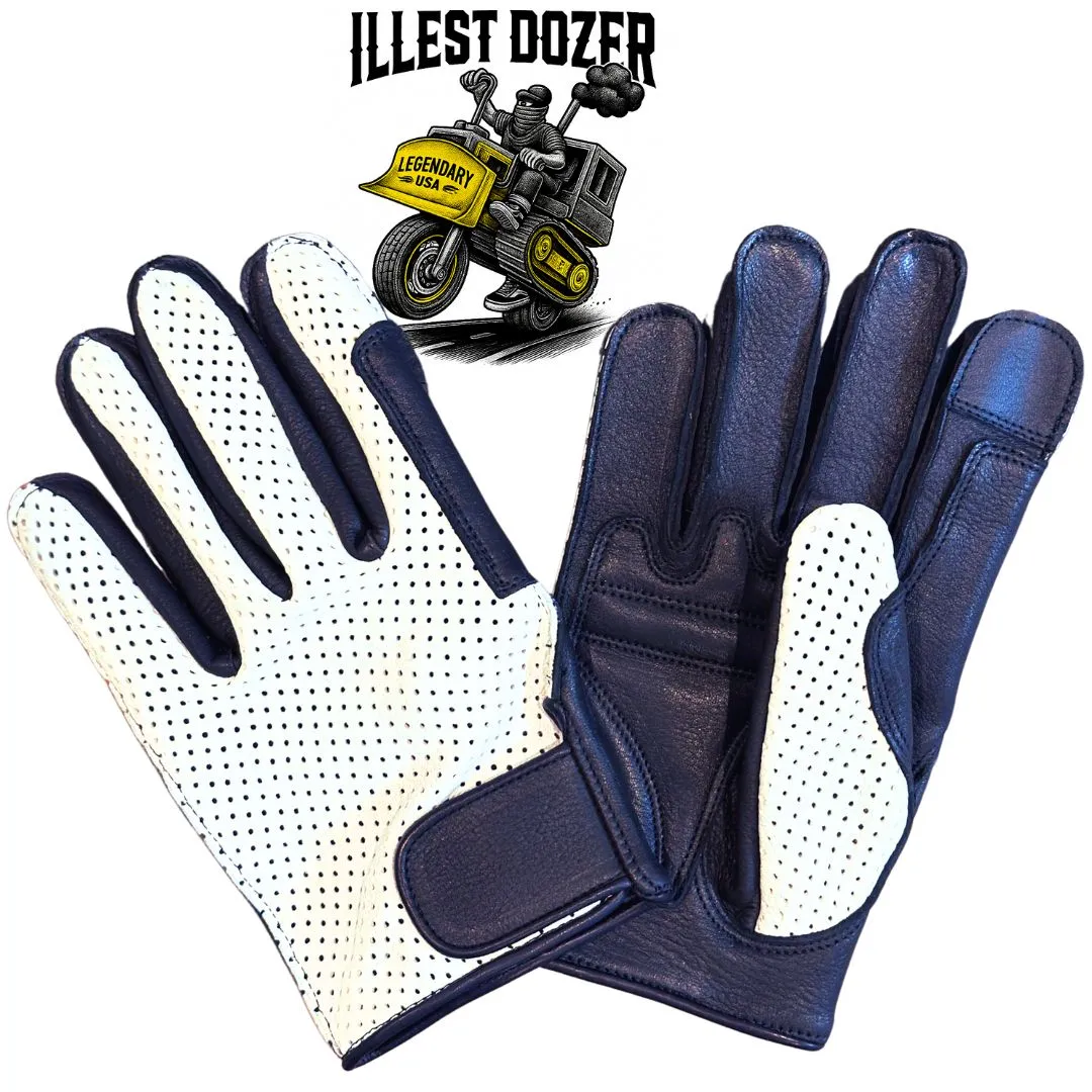 Legendary ILLEST DOZER White Ventilated Short Wrist Outseam Deerskin Motorcycle Gloves sold by Legendary USA
