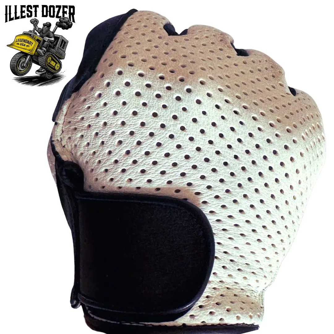 Legendary ILLEST DOZER White Ventilated Short Wrist Outseam Deerskin Motorcycle Gloves sold by Legendary USA product image thumbnail 5