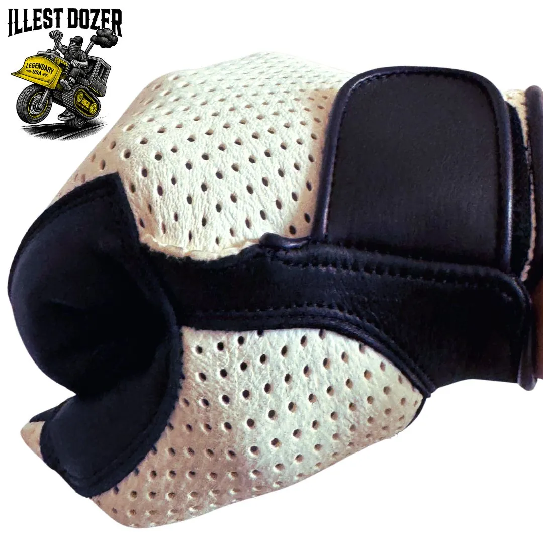 Legendary ILLEST DOZER White Ventilated Short Wrist Outseam Deerskin Motorcycle Gloves sold by Legendary USA product image thumbnail 2