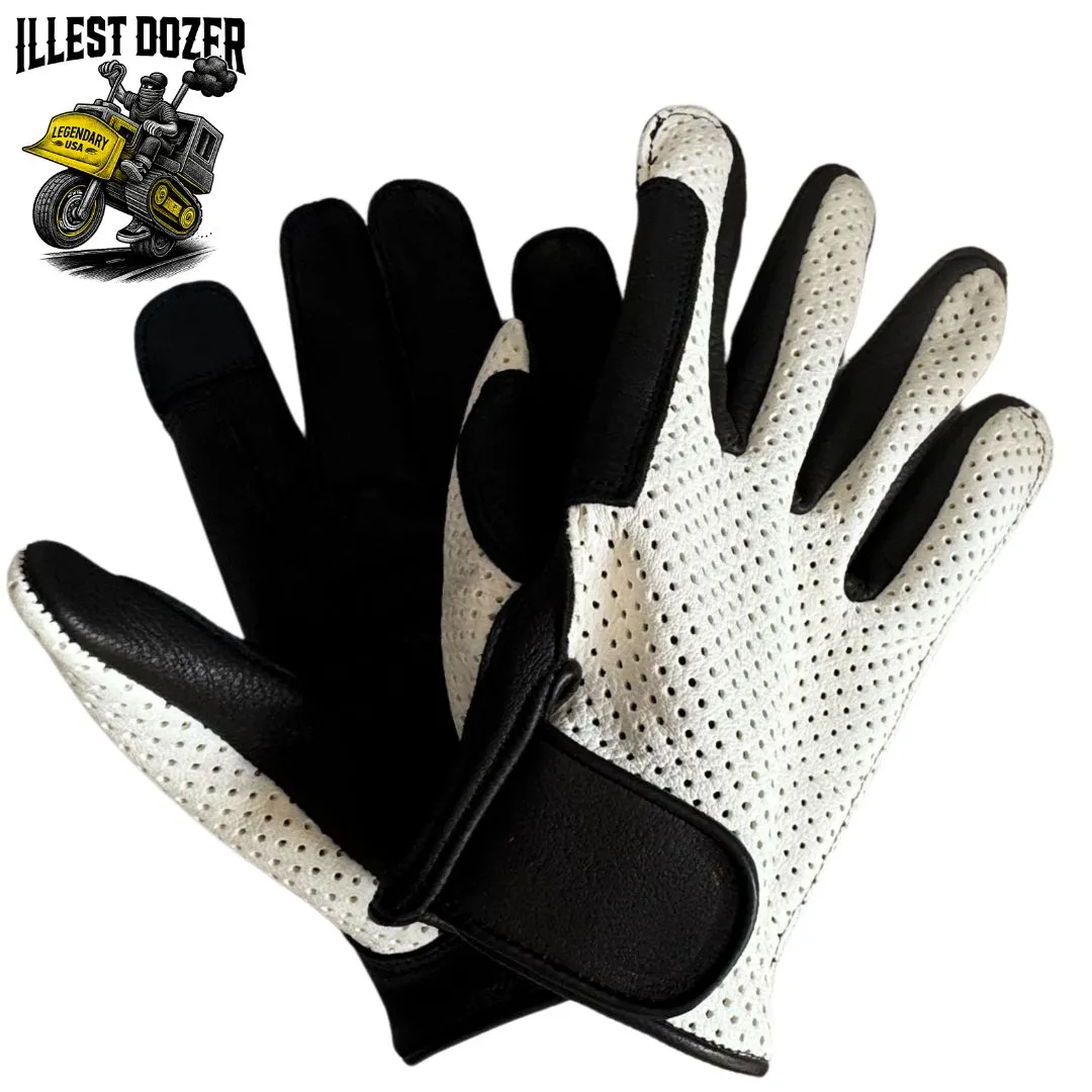 Legendary ILLEST DOZER White Ventilated Short Wrist Outseam Deerskin Motorcycle Gloves sold by Legendary USA product image thumbnail 3