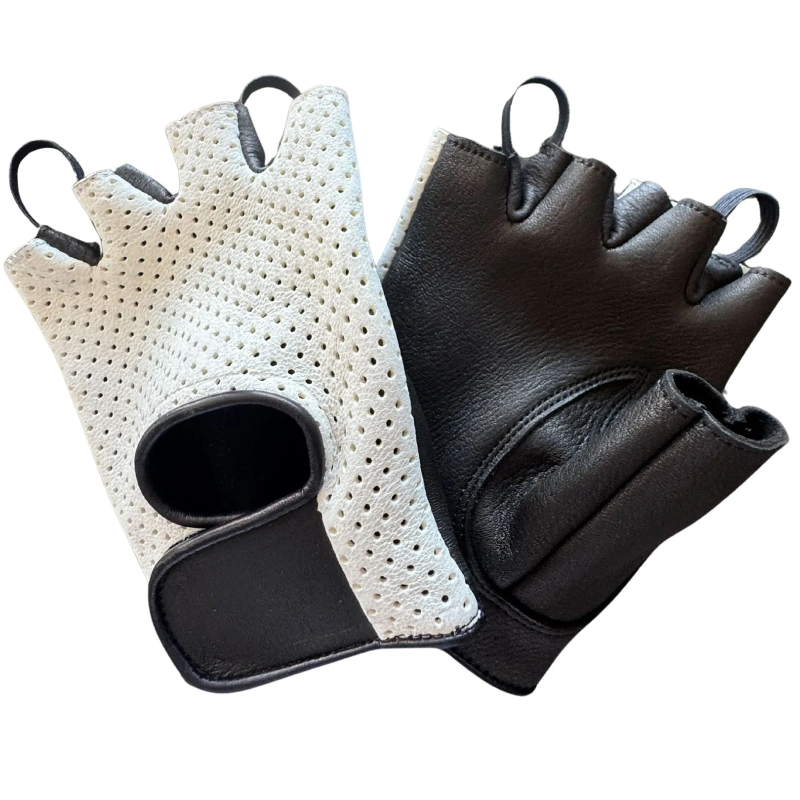 Legendary White Deerskin Fingerless Ventilated Motorcycle Gloves sold by Legendary USA