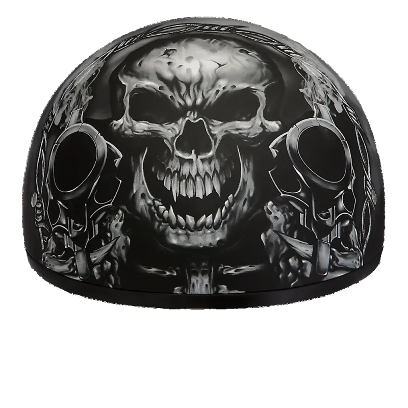 Daytona Motorcycle Half Face Helmet - Skull Cap Graphics - W/ Guns | DOT Approved sold by Legendary USA