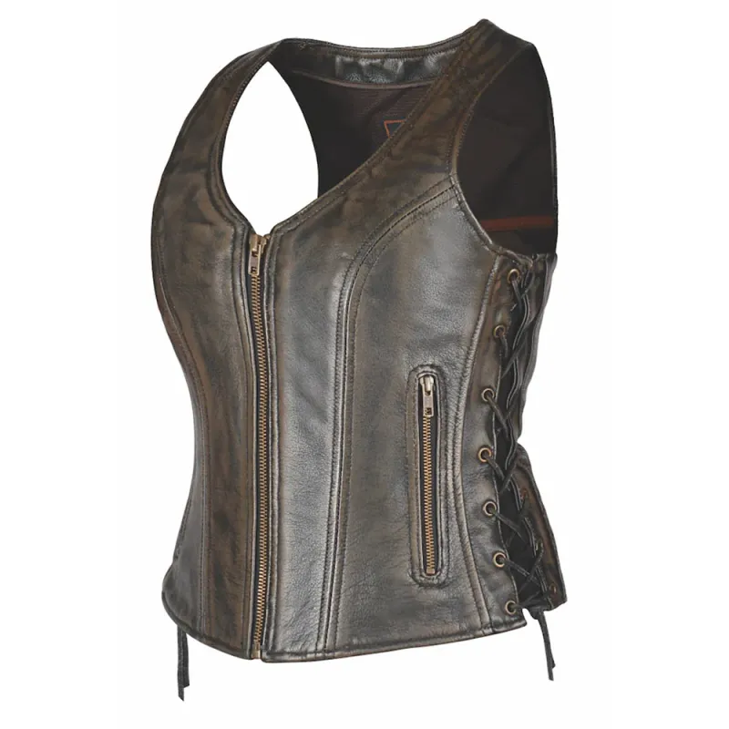 Rustica - Womens Brown Leather Vest sold by Legendary USA