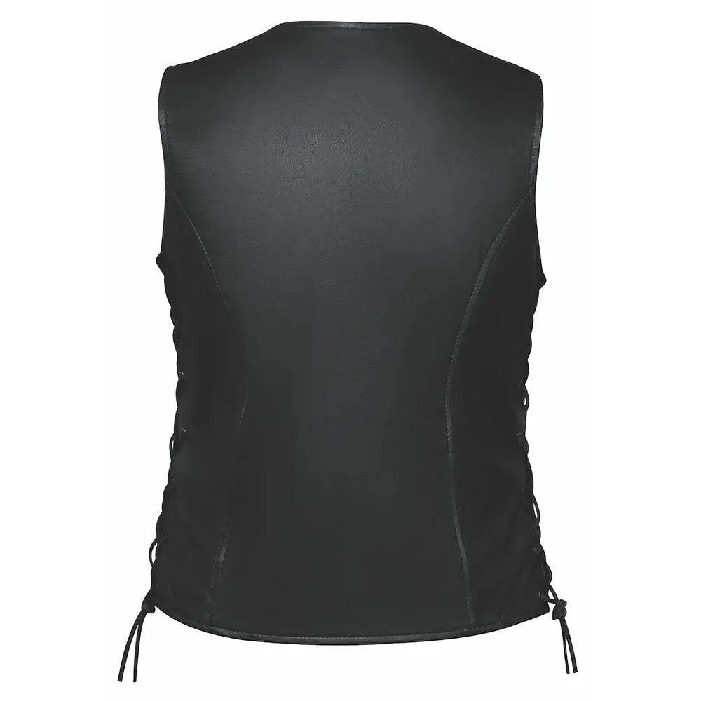 Mae - Womens Zippered Leather Motorcycle Vest sold by Legendary USA product image thumbnail 2