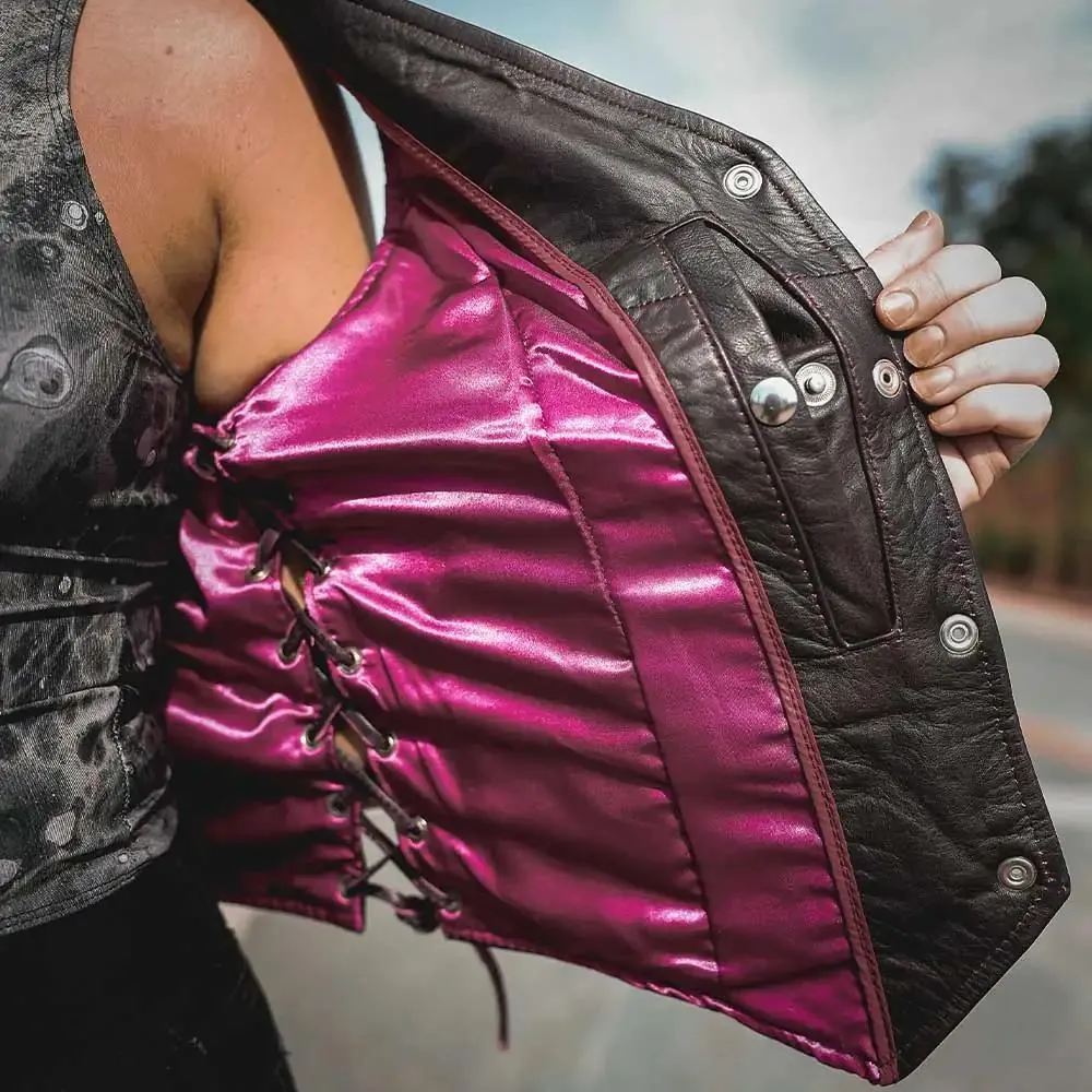 Lilly- Womens Purple Leather Motorcycle Vest sold by Legendary USA product image thumbnail 5