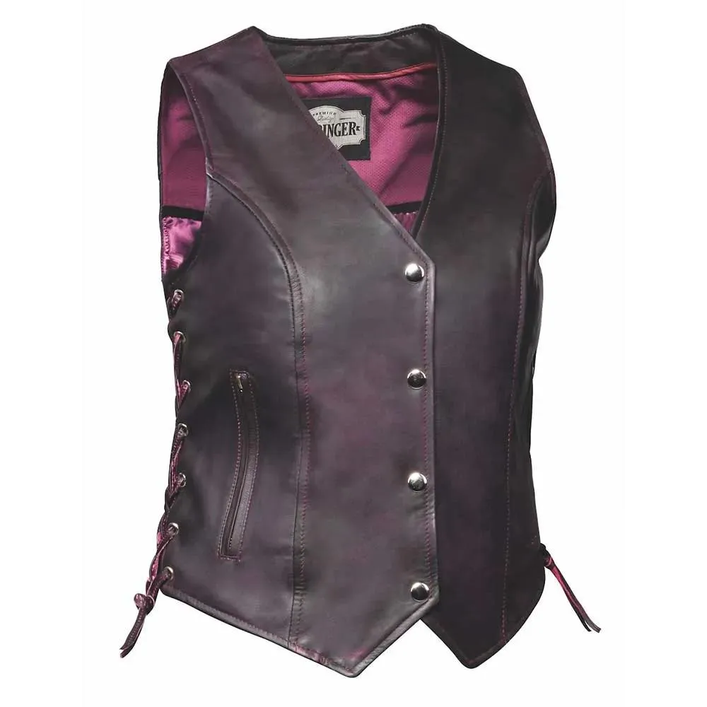 Lilly- Womens Purple Leather Motorcycle Vest sold by Legendary USA