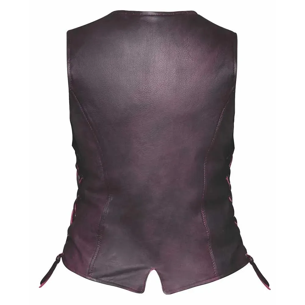 Lilly- Womens Purple Leather Motorcycle Vest sold by Legendary USA product image thumbnail 4