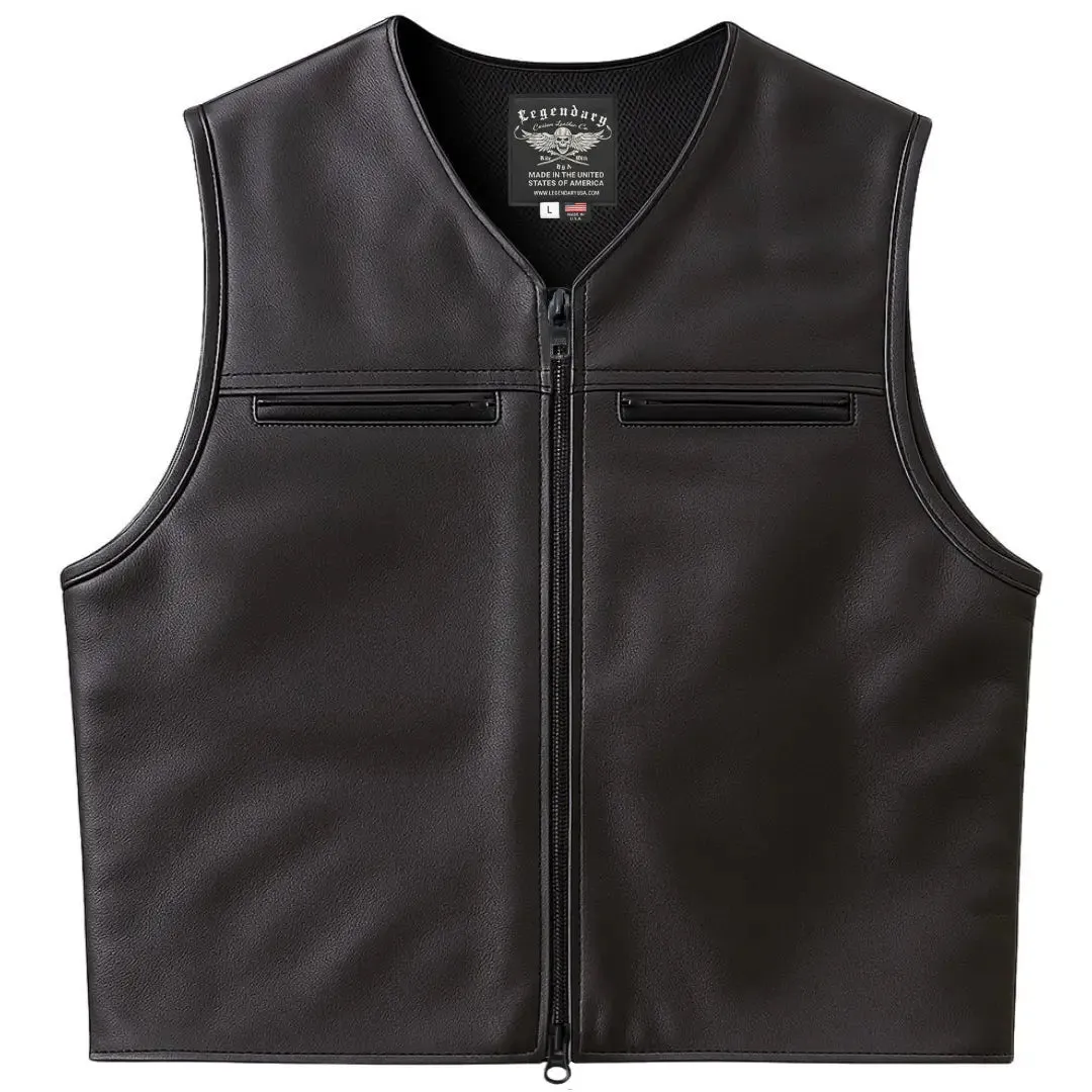 Legendary Beatdown – Fitted Club Style Leather Motorcycle Vest sold by Legendary USA
