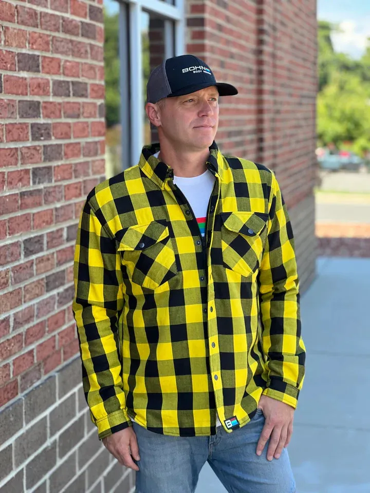 Bohn Kevlar Men's Flannel Riding Shirt – Yellow + Black Plaid sold by Legendary USA product image thumbnail 4