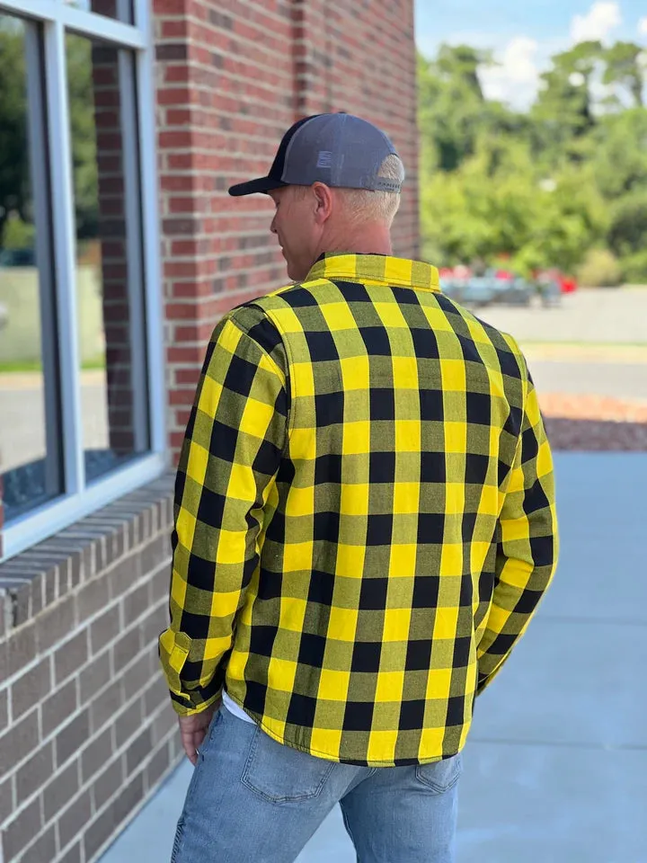 Bohn Kevlar Men's Flannel Riding Shirt – Yellow + Black Plaid sold by Legendary USA product image thumbnail 3