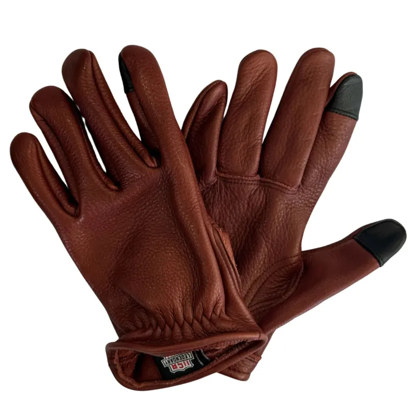 SAMPLE size Large - Legendary Oxblood Deerskin Short Wrist Touchscreen Gloves - Final Sale Ships Same Day sold by Legendary USA
