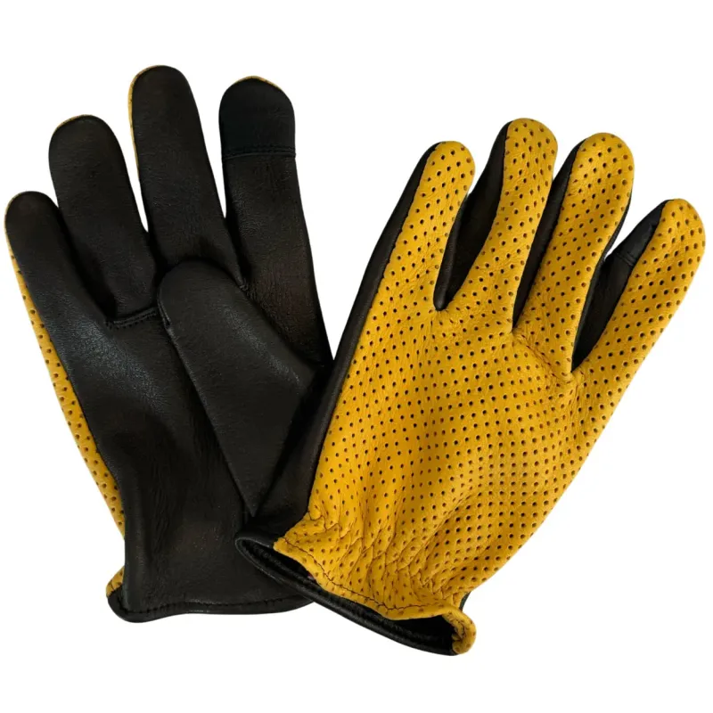 SAMPLE size Large: Legendary Yellow Gold Ventilated Short Wrist Motorcycle Gloves – Black Bottom sold by Legendary USA