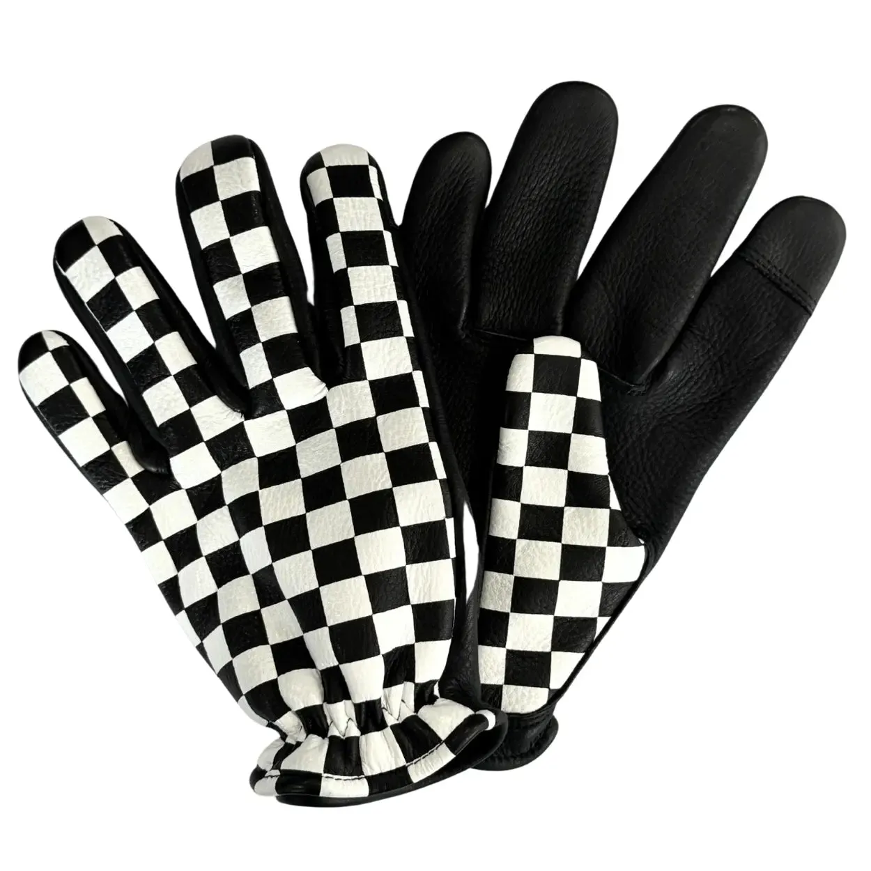 SAMPLE size Large: Legendary Yellow-Black Checkered Short Wrist Motorcycle Gloves sold by Legendary USA product image thumbnail 3