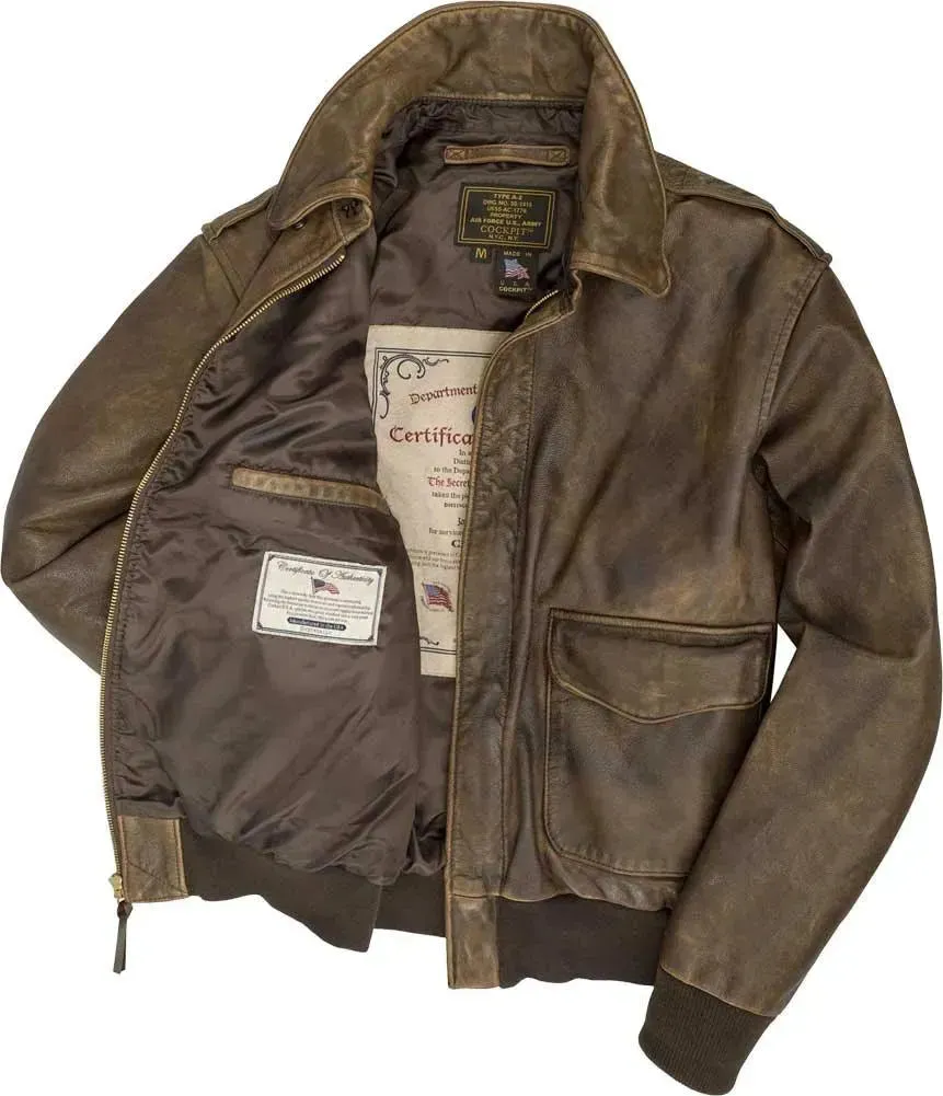 Cockpit USA Z21P008 Mens Mustang Vintage A-2 Leather Flight Jacket Size Small - Final Sale Ships Same Day sold by Legendary USA