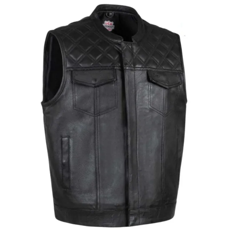 Legendary SIZE 40 'Diamond Cut' Men's Leather Motorcycle Vest FINAL SALE SHIPS SAME DAY sold by Legendary USA