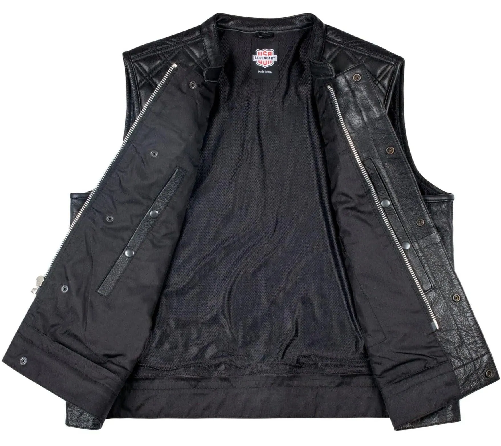 Legendary SIZE 40 'Diamond Cut' Men's Leather Motorcycle Vest FINAL SALE SHIPS SAME DAY sold by Legendary USA product image thumbnail 4
