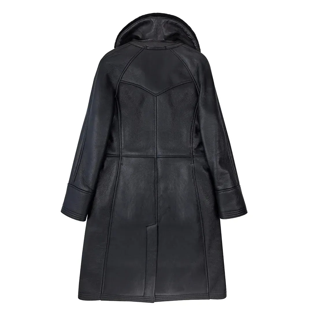 Cockpit USA Women’s Woodland Sheepskin Trench Coat — Full-Length Double-Breasted Luxury Shearling sold by Legendary USA product image thumbnail 4