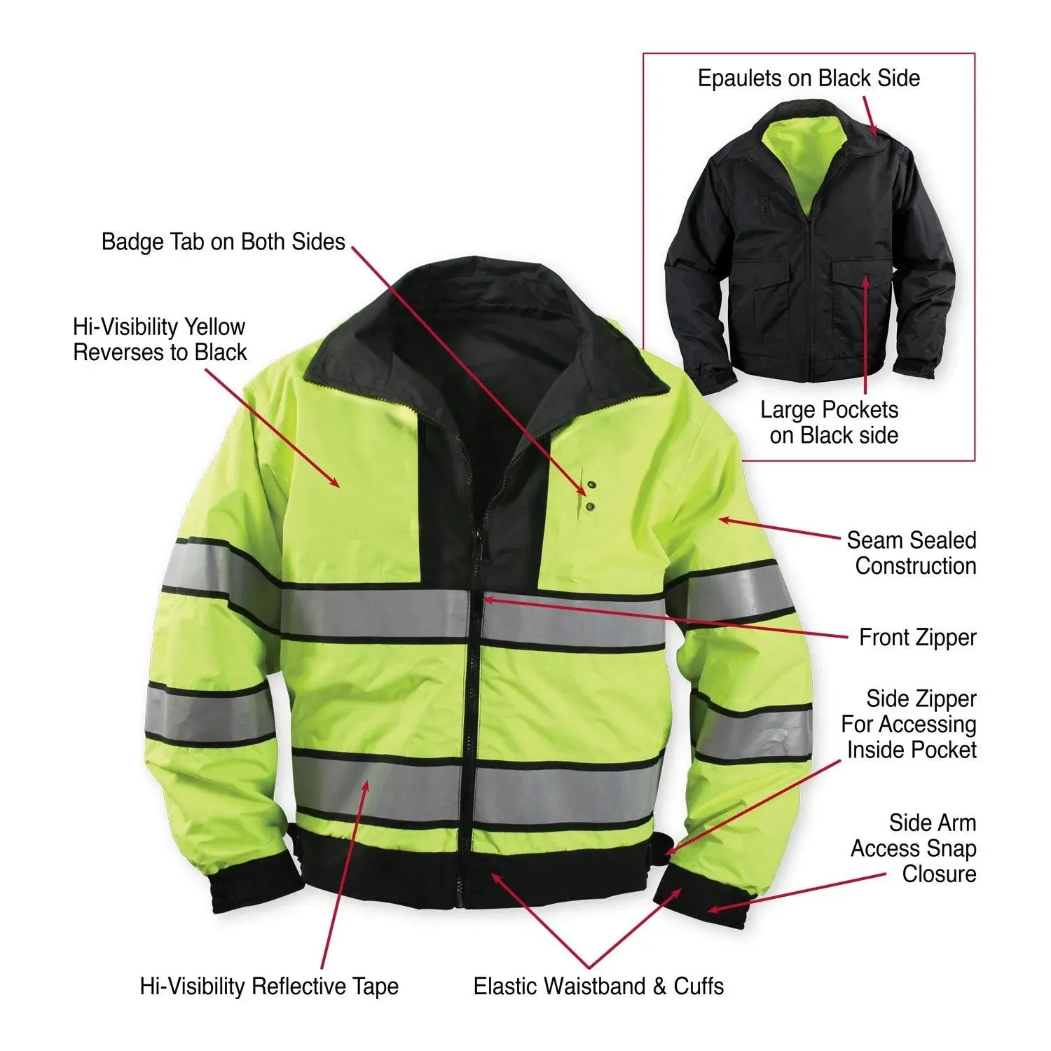 Size 2XL Reversible Hi-visibility Uniform Jacket by Rothco Final Sale Ships Same Day sold by Legendary USA