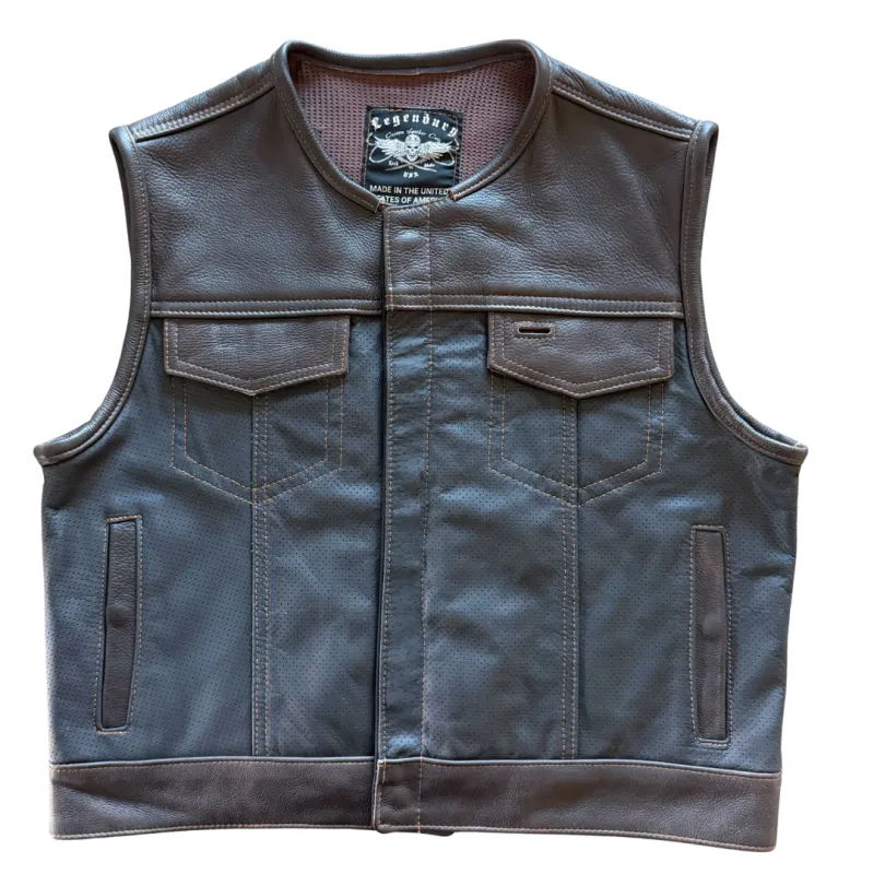 SAMPLE: Size XL: Legendary LowLife Chocolate Brown Shoulders Black Perforated Torso Club Style sold by Legendary USA