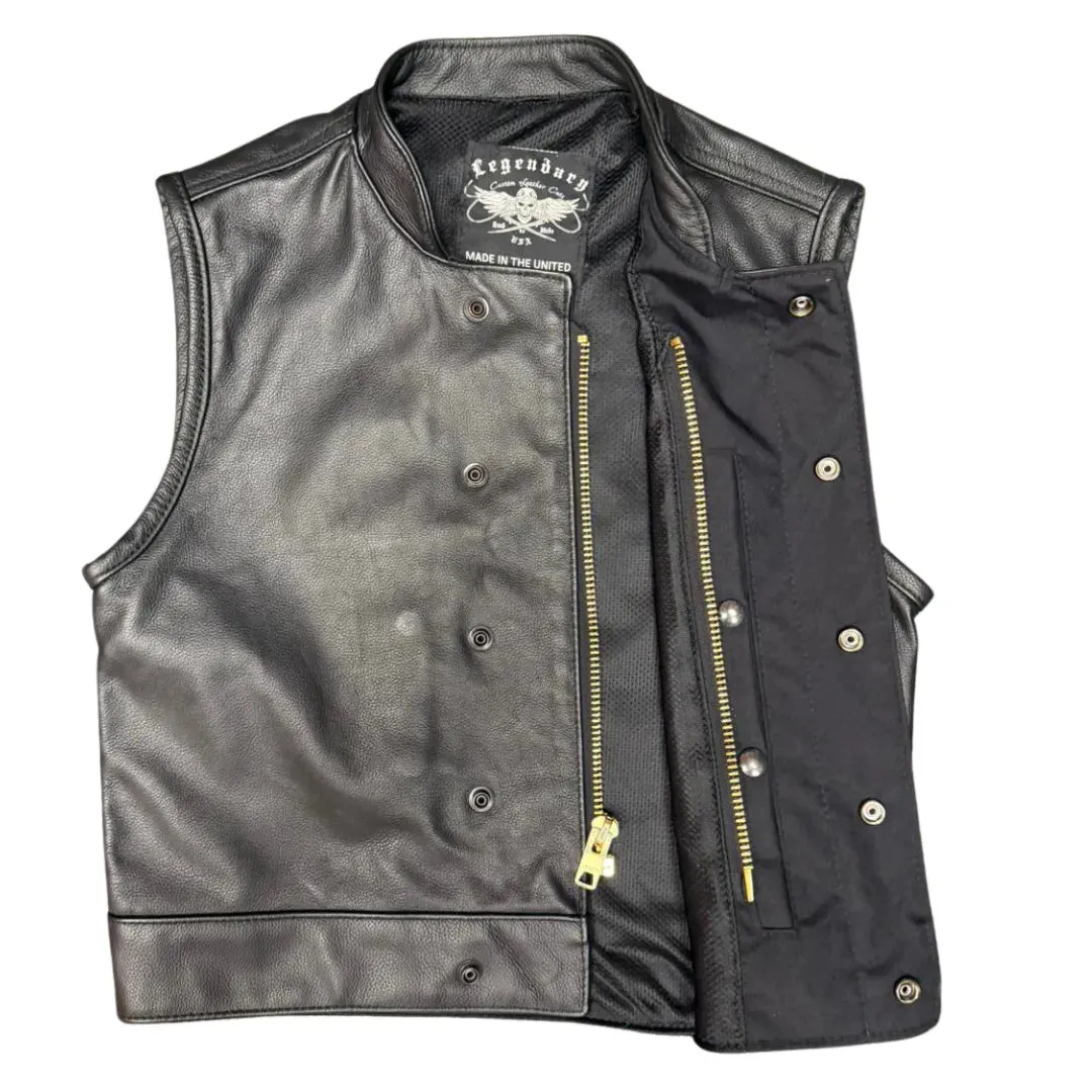 Size: Small Sample 3" Cropped Leather Motorcycle Vest LowLife Final Sale sold by Legendary USA product image thumbnail 2