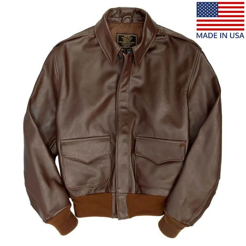 Cockpit USA Mens Horsehide A-2 Leather Flight Jacket Brown Size 40 - Final Sale Ships Same Day sold by Legendary USA