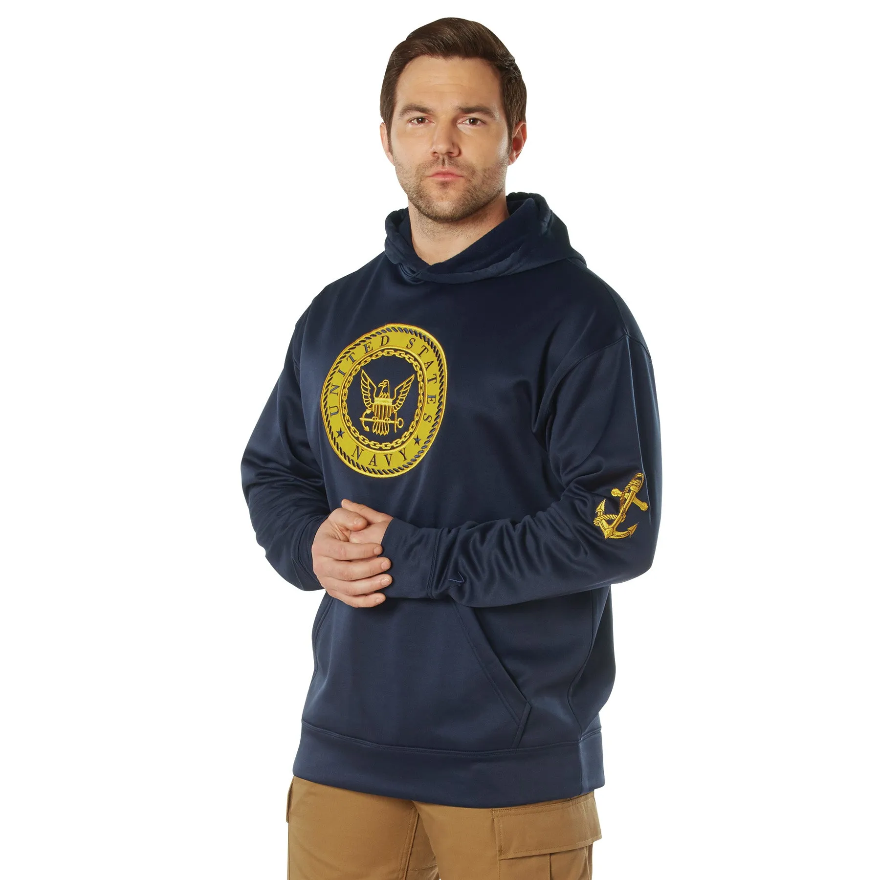 Navy Emblem Pullover Hooded Sweatshirt sold by Legendary USA product image thumbnail 3