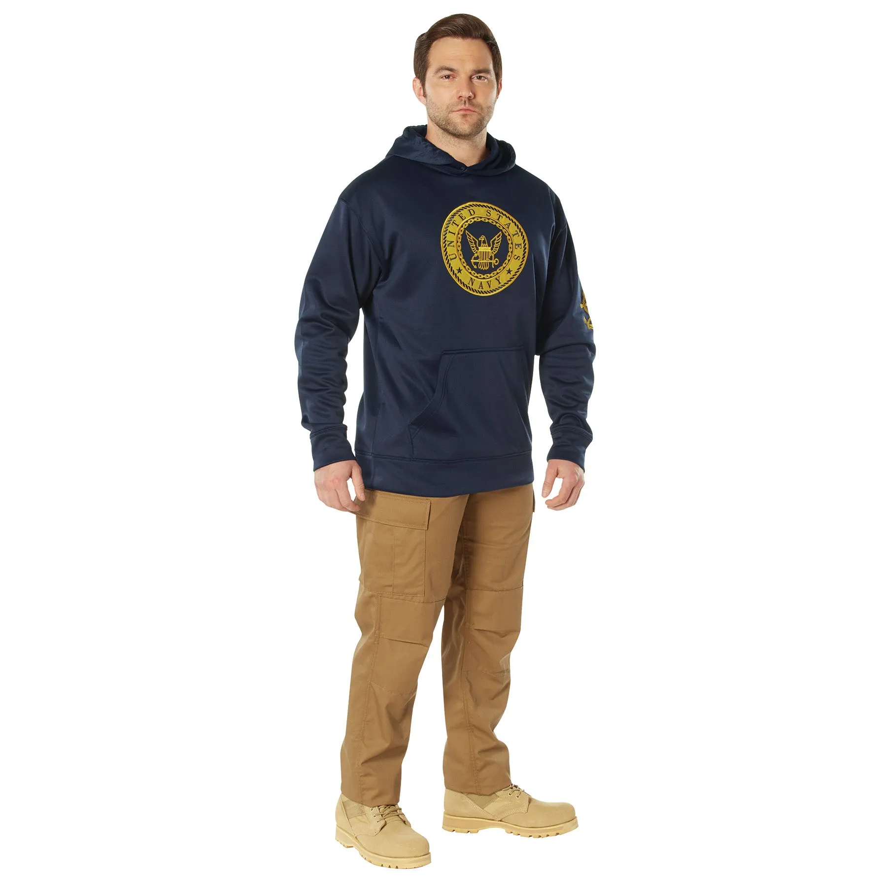 Navy Emblem Pullover Hooded Sweatshirt sold by Legendary USA product image thumbnail 2