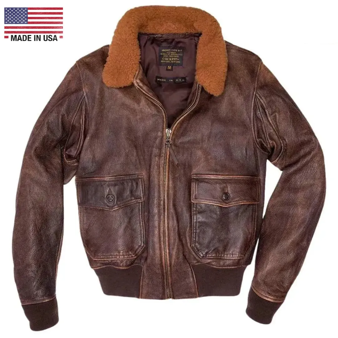Size: L Cockpit USA Men's Avenger Vintage G-1 Leather Flight Jacket FINAL SALE SHIPS SAME DAY sold by Legendary USA
