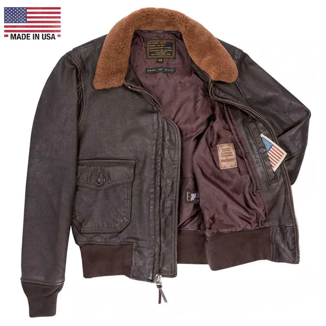 Size: 44 Cockpit USA Men's 100 Mission G-1 Aviator Leather Flight Jacket FINAL SALE SHIPS SAME DAY sold by Legendary USA