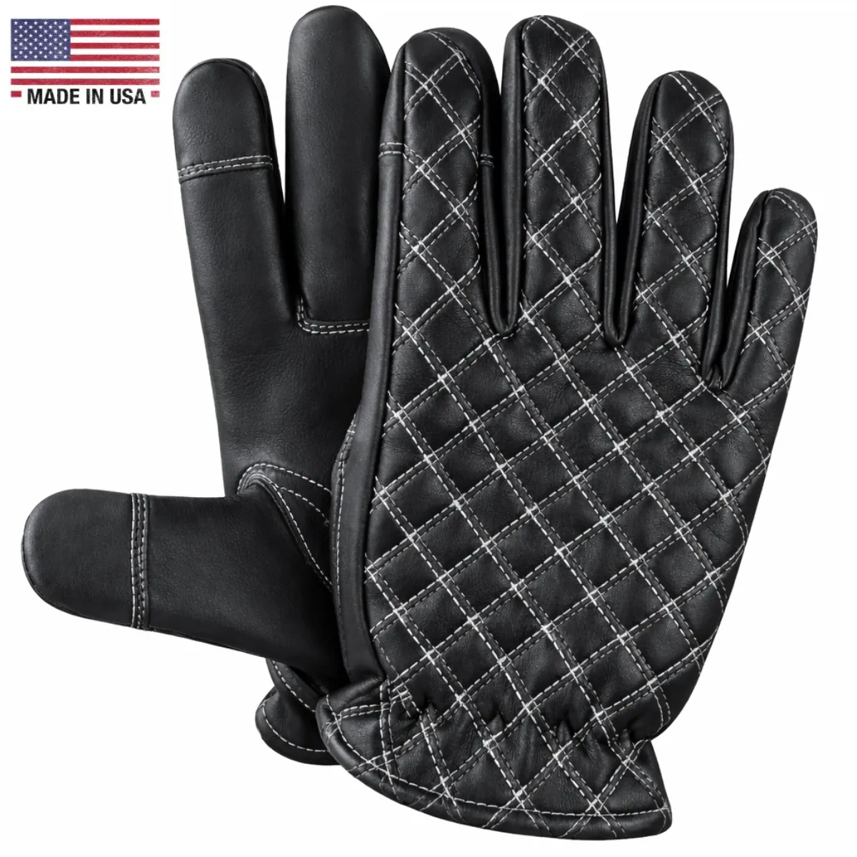 Legendary White Double-Diamond Stitched Deerskin Short Wrist Touchscreen Gloves sold by Legendary USA