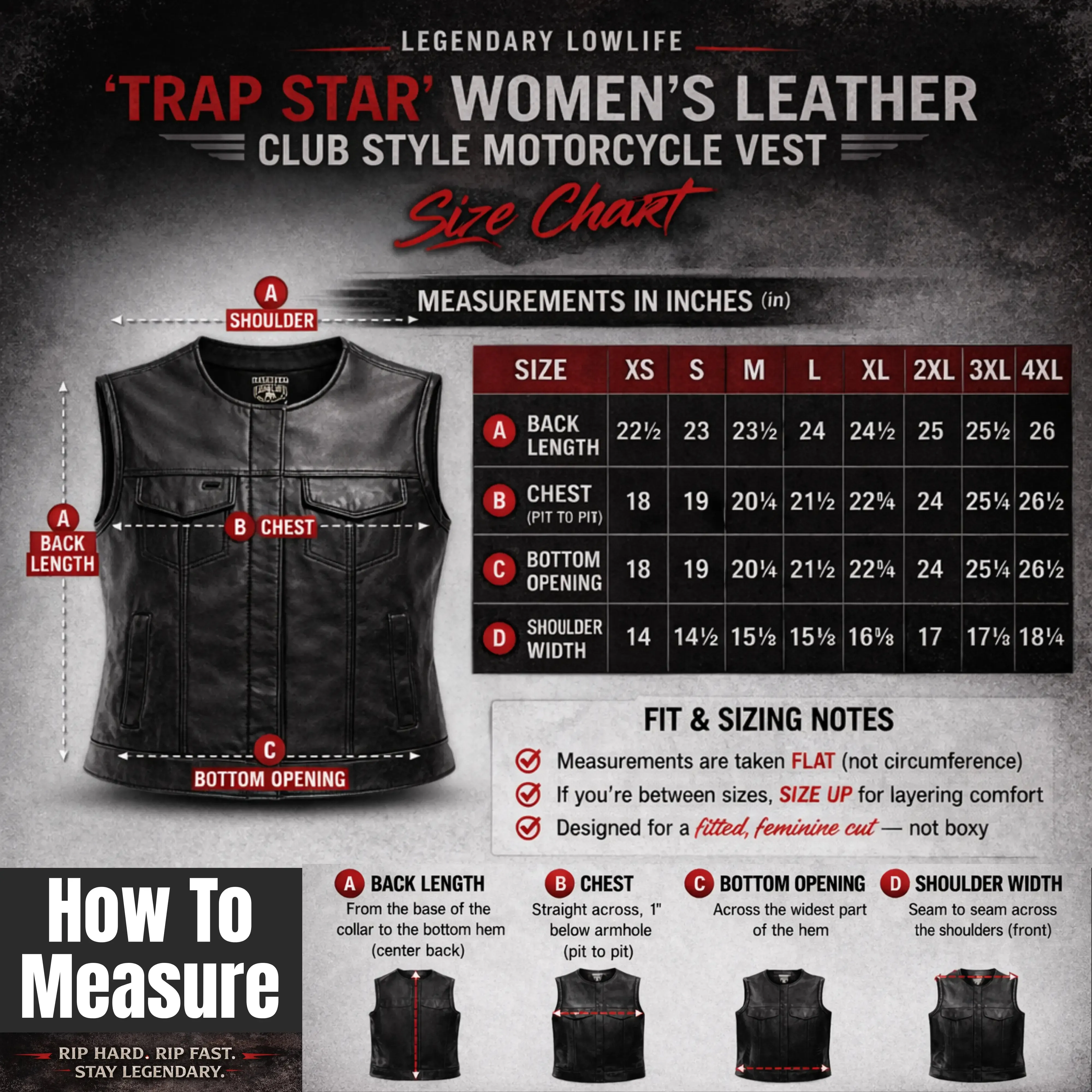 Legendary Lowlife 'Trap Star' Women's Club Style Motorcycle Vest sold by Legendary USA product image thumbnail 4