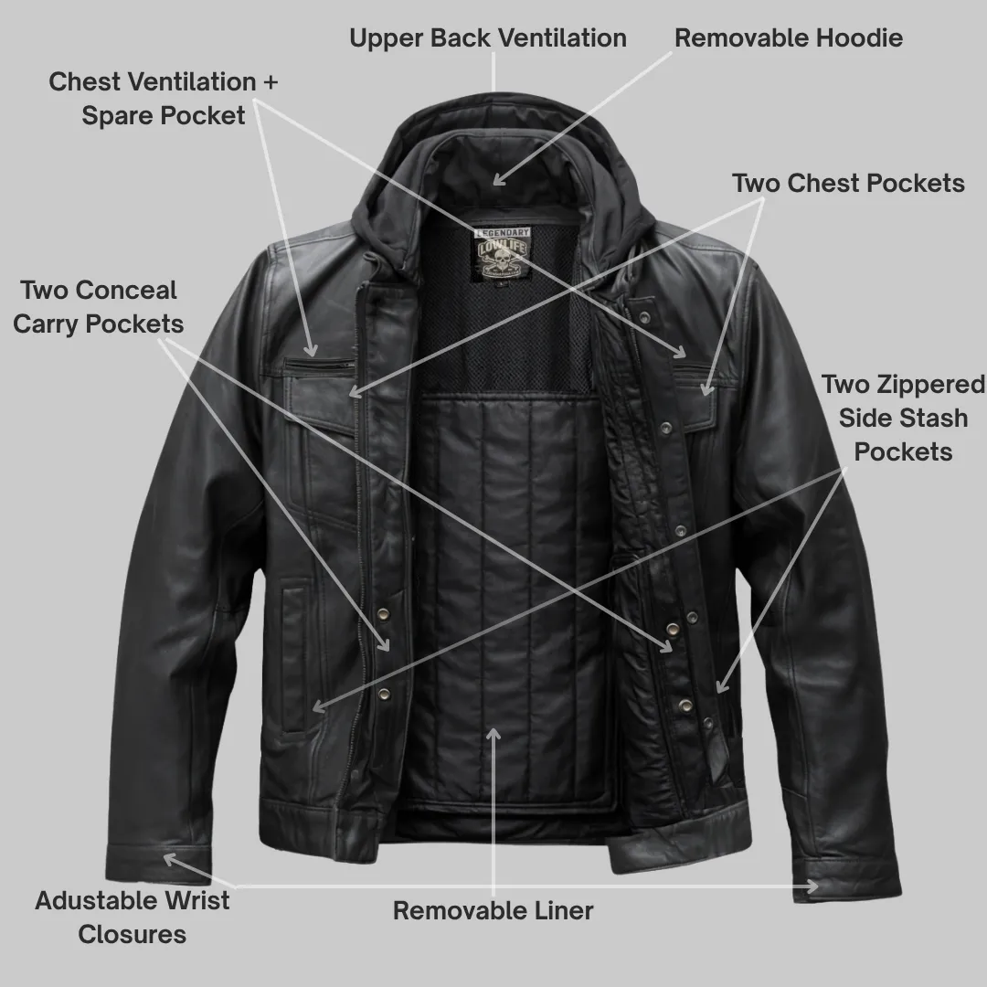 Legendary 'No Mercy' Men's Premium Leather Lightweight Motorcycle Jacket sold by Legendary USA product image thumbnail 5