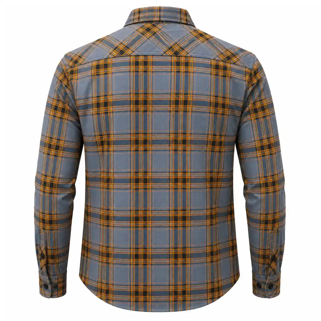 Legendary No Life™ Plaid Flannel Riding Shirt - Grey/Blue/Orange - Men's Limited Edition sold by Legendary USA product image thumbnail 2