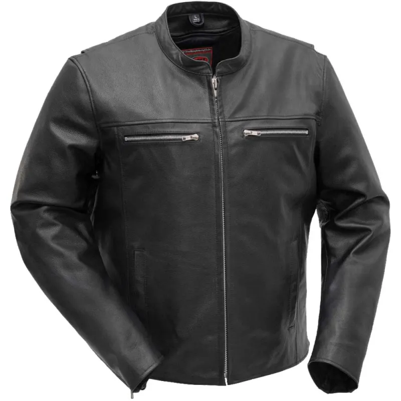 First Mfg Mens Rocky Lightweight Leather Motorcycle Jacket sold by Legendary USA