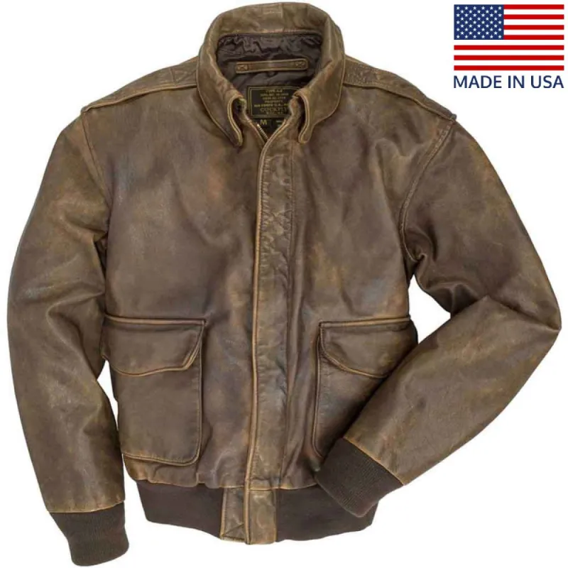 Cockpit USA Mens Mustang Vintage A-2 Leather Flight Jacket SIZE XL FINAL SALE SHIPS SAME DAY sold by Legendary USA